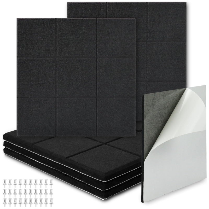 BXI Felt Bulletin Board - 12 X 12 X 3/8 Inches 6 Pcs Self-Adhesive Poster Cork Board with 30 Push Pins, Thick Pin Tiles Display Vision Board, Photo Picture Panels for Home Office Classroom Walls - Image 1